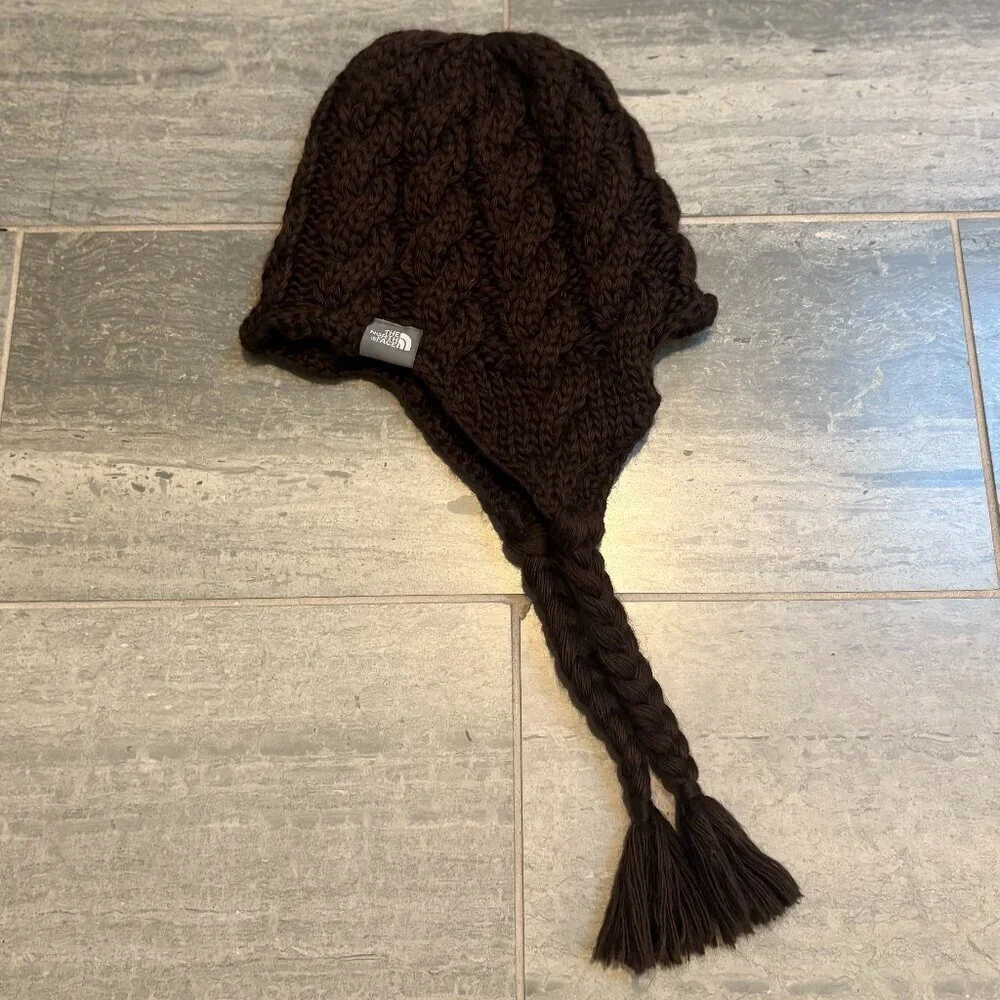 The North Face Cable Knit Tassel Hat Brown One Size
